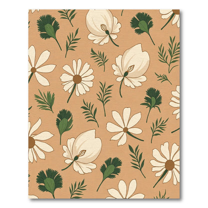 Cream Floral Leaves Earthy Tone Rug