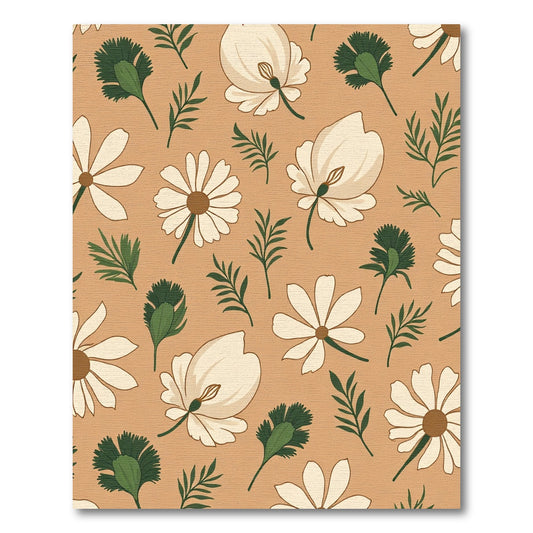 Cream Floral Leaves Earthy Tone Rug