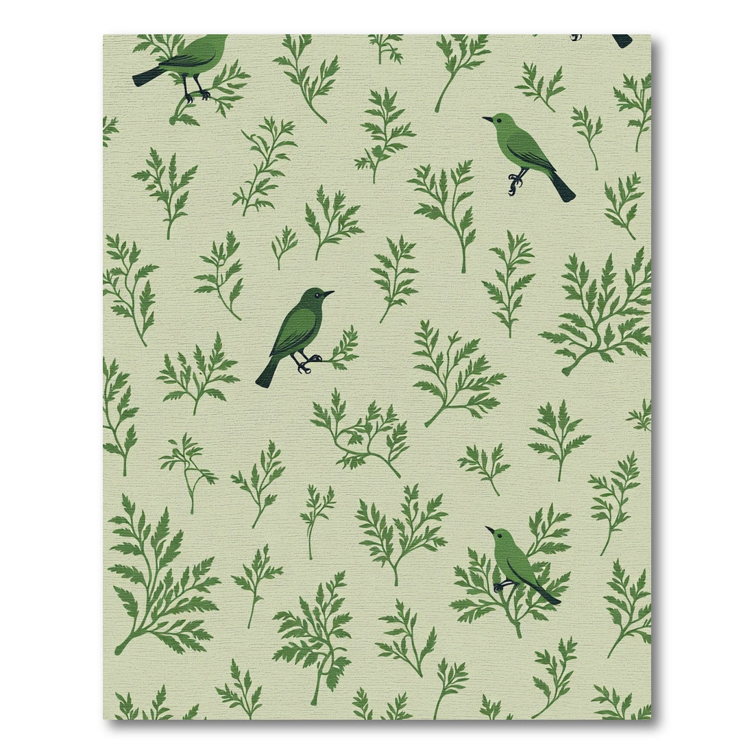 Green Birds Amongst Fern Fronds Rug