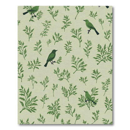 Green Birds Amongst Fern Fronds Rug