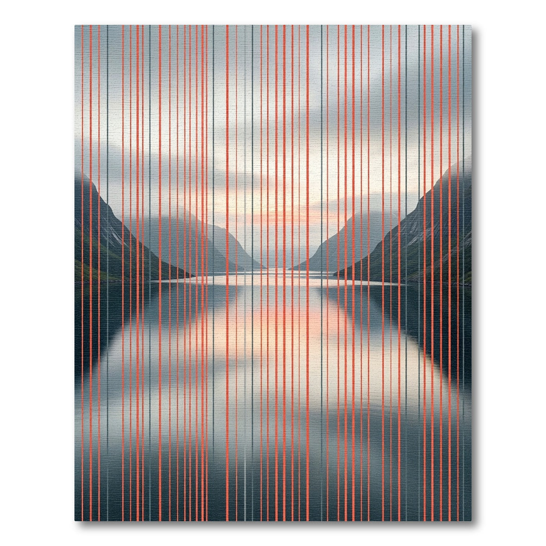Modern Vertical Orange Gray Lines Rug