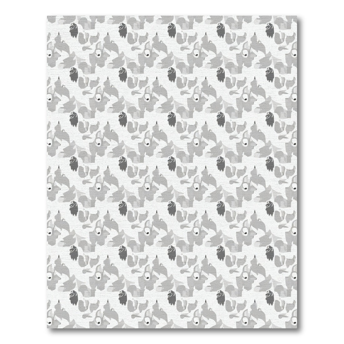 Monochromatic Abstract Whimsical Creatures Rug