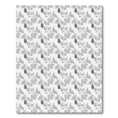 Monochromatic Abstract Whimsical Creatures Rug
