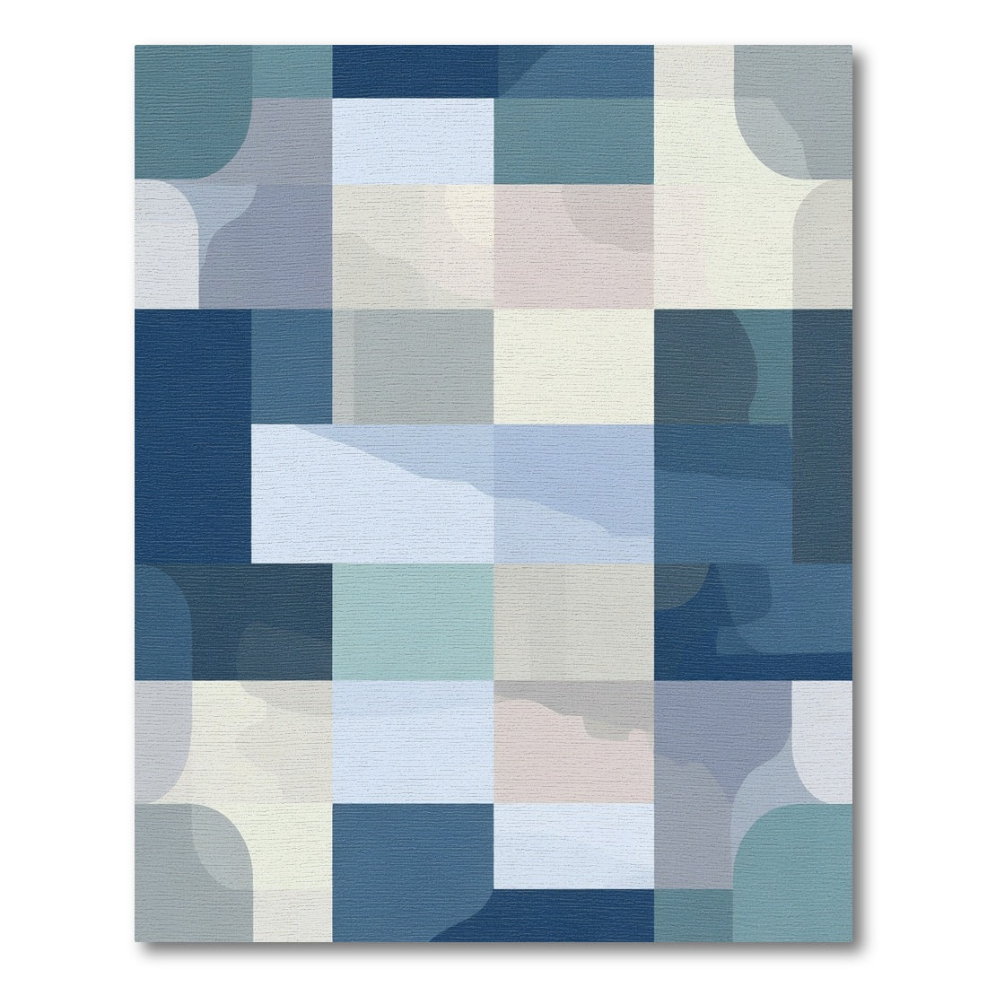 Abstract Blue Gradient Geometric Squares Rug