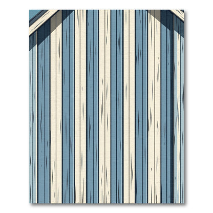 Modern Blue and Cream Vertical Stripe Rug