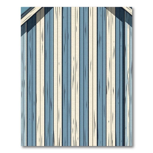Modern Blue and Cream Vertical Stripe Rug