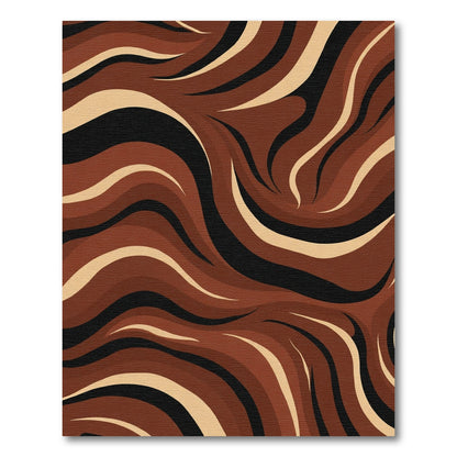 Earthy Waves Chocolate Tan Rug