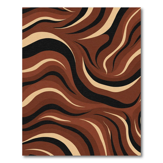 Earthy Waves Chocolate Tan Rug