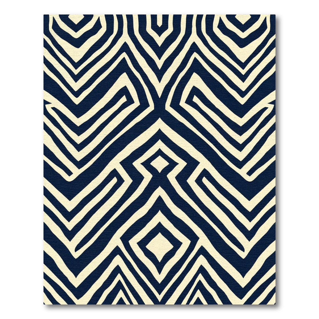 Navy Cream Geometric Maze Rug