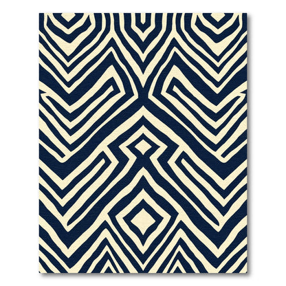 Navy Cream Geometric Maze Rug