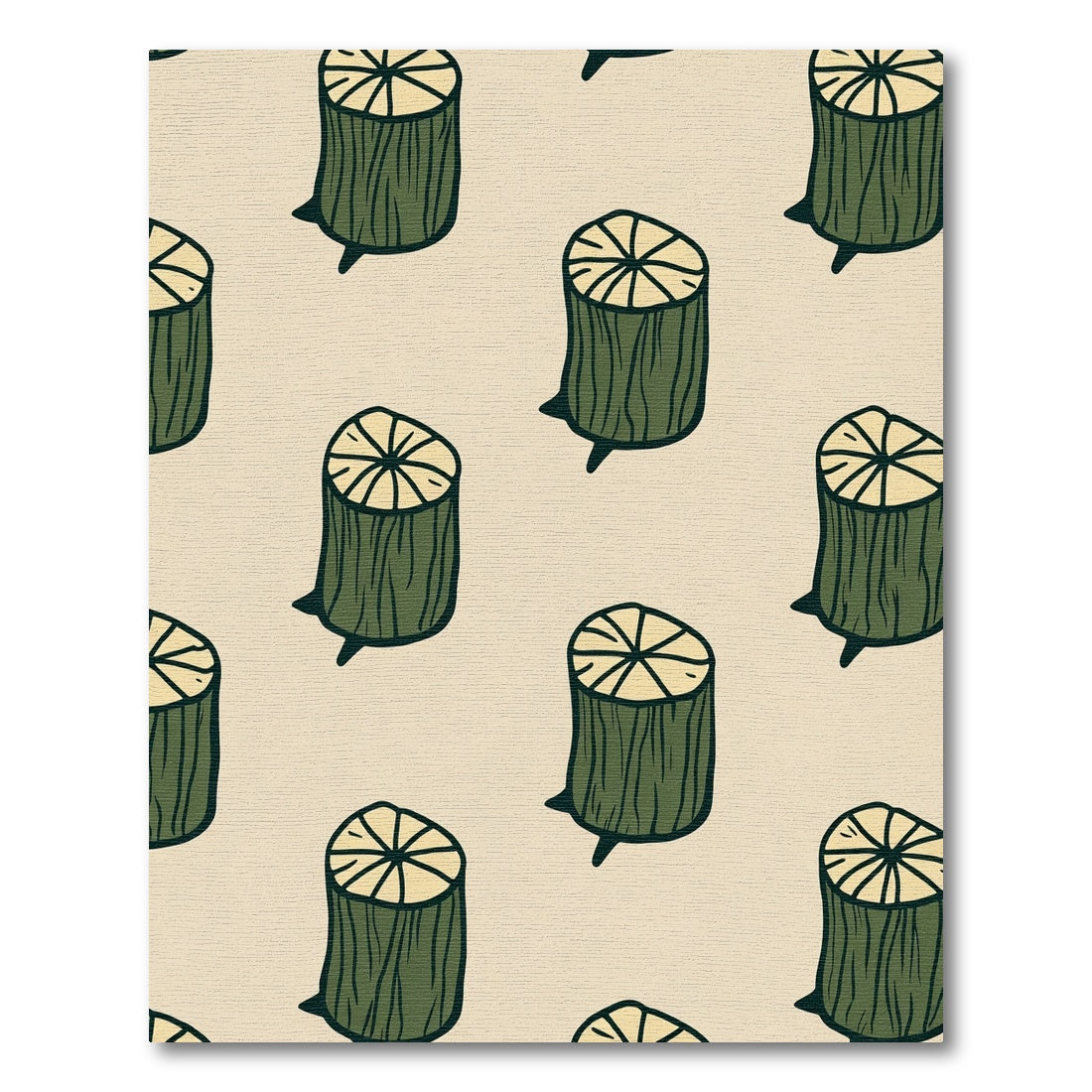 Green Wood Slice Repeating Pattern Rug