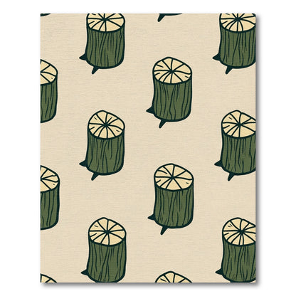 Green Wood Slice Repeating Pattern Rug