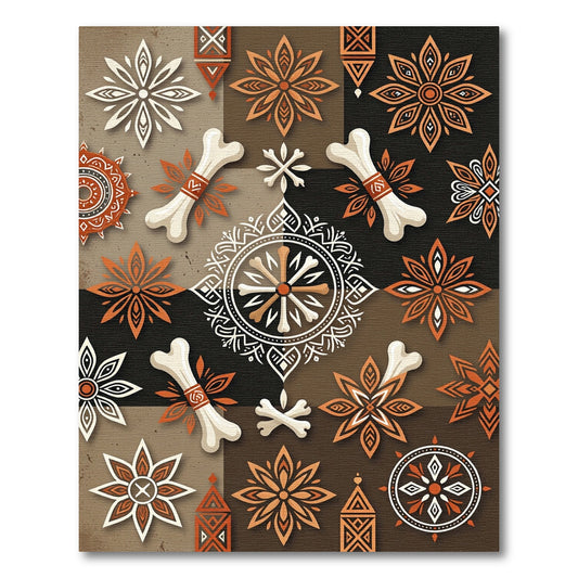 Tribal Bone And Blossom Collage Rug