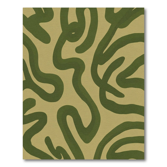 Olive Green Abstract Swirl Rug