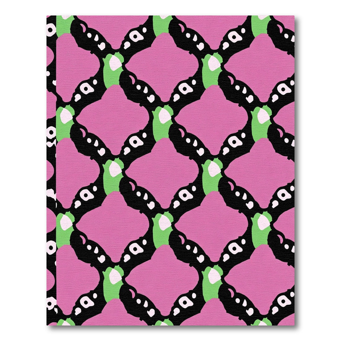 Pink Black Green Diamond Lattice Rug