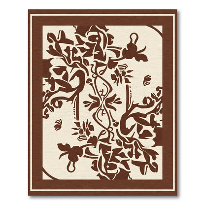 Brown Organic Floral Vine Tableau Rug