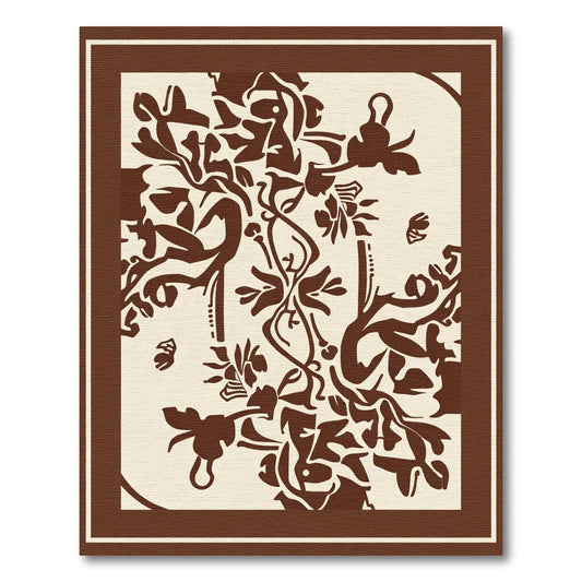 Brown Organic Floral Vine Tableau Rug