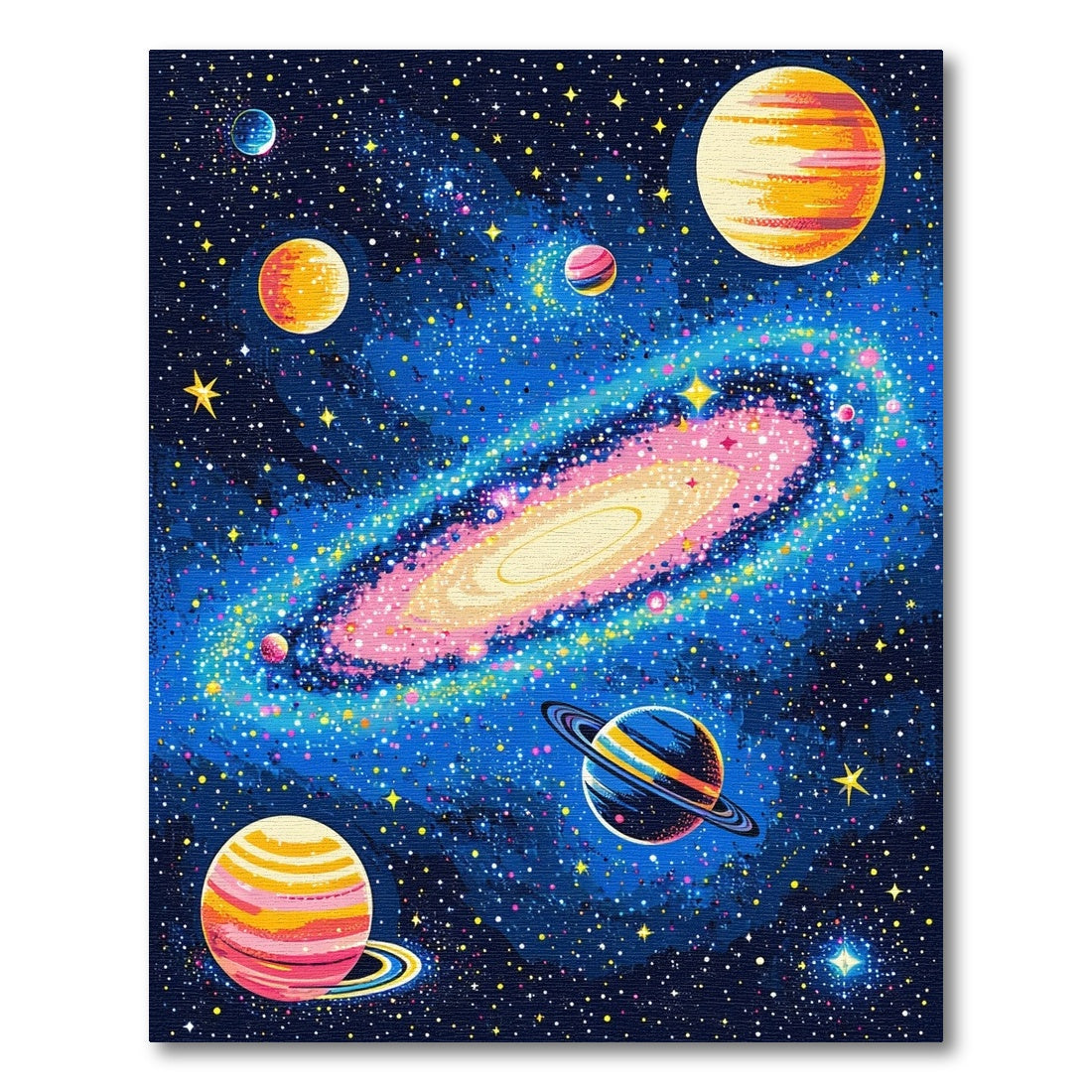 Vibrant Cosmic Galaxy Planets Stars Rug