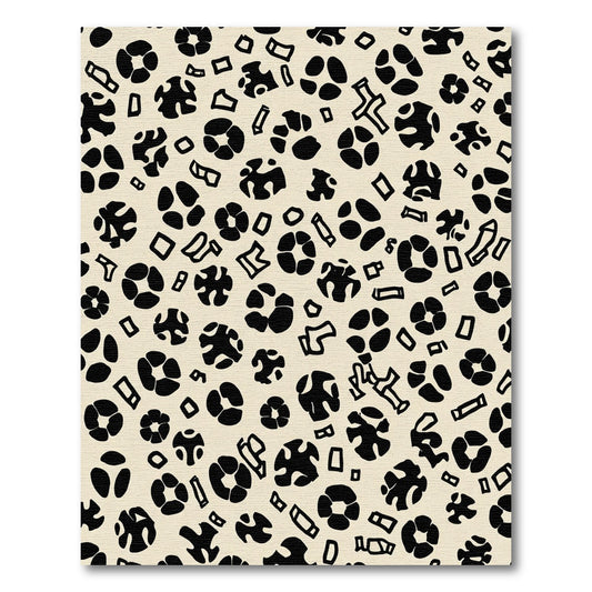 Abstract Black Organic Shapes Rug