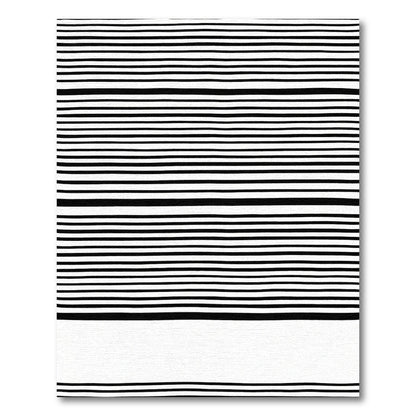 Monochromatic Black White Line Wave Rug