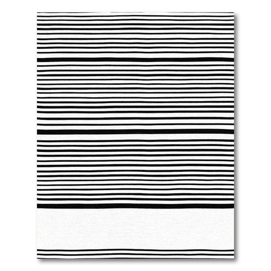 Monochromatic Black White Line Wave Rug