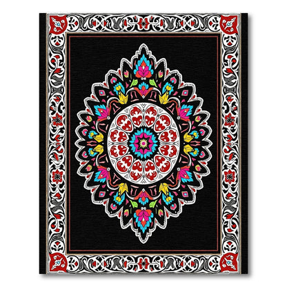 Vibrant Colorful Mandala Bloom Border Rug