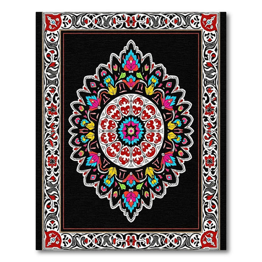 Vibrant Colorful Mandala Bloom Border Rug