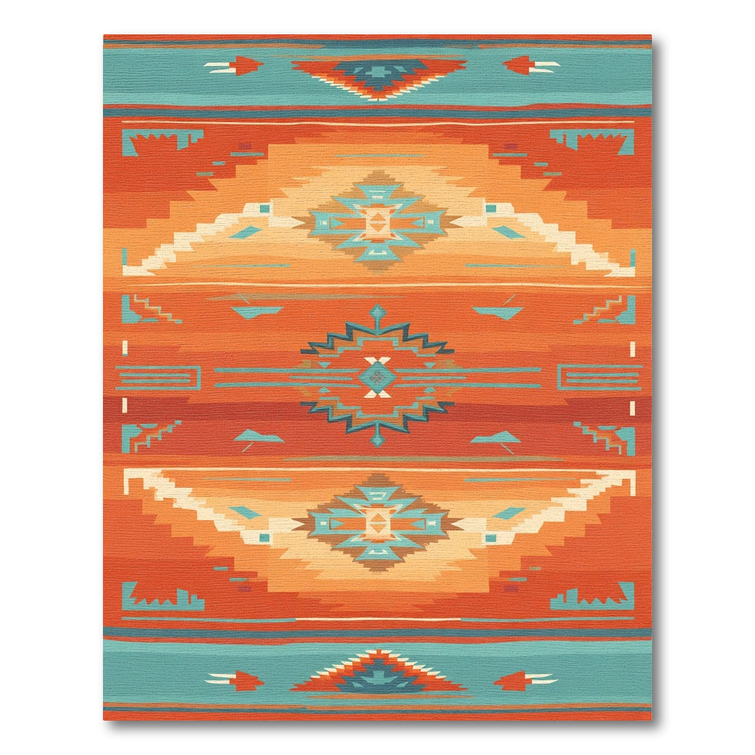 Southwestern Sunset Geometric Diamond Rug