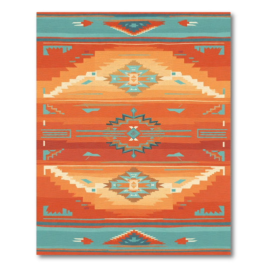 Southwestern Sunset Geometric Diamond Rug