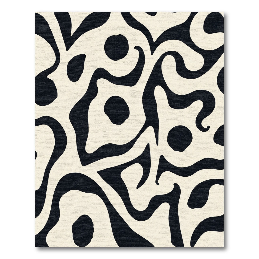 Abstract Black Ivory Organic Flow Rug