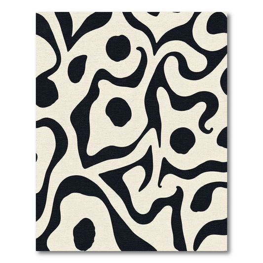 Abstract Black Ivory Organic Flow Rug