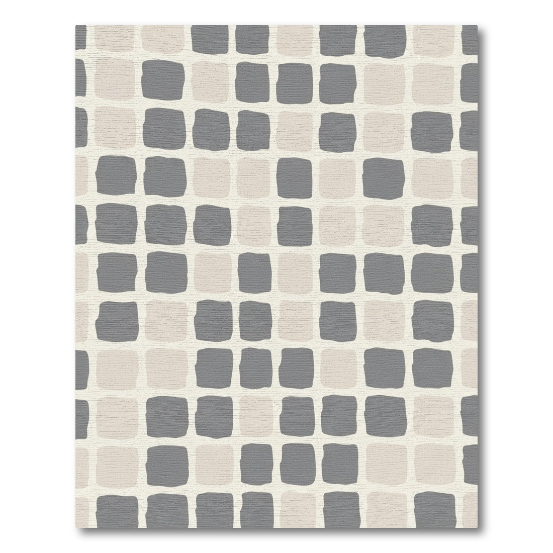 Muted Gray Beige Checkerboard Squares Rug