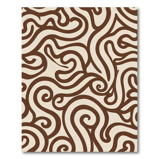 Brown Cream Swirl Abstract Rug