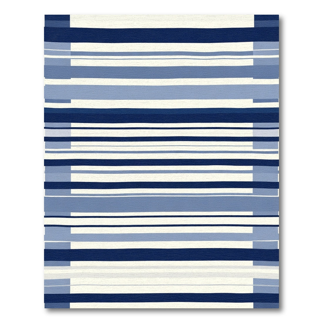 Navy Blue Cream Horizontal Stripe Rug