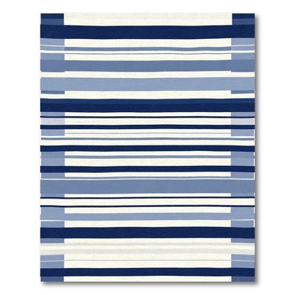 Navy Blue Cream Horizontal Stripe Rug