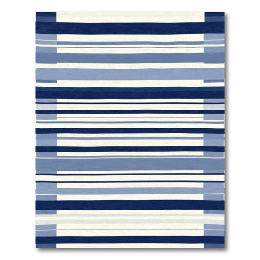 Navy Blue Cream Horizontal Stripe Rug
