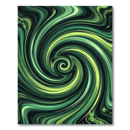 Vibrant Emerald Swirling Abstract Vortex Rug