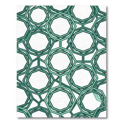 Geometric Emerald Green Octagon Lattice Rug