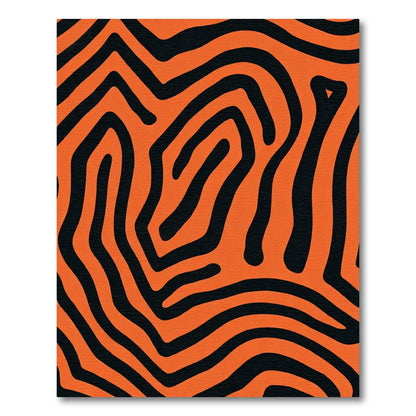 Wild Abstract Orange Black Zebra Curves Rug