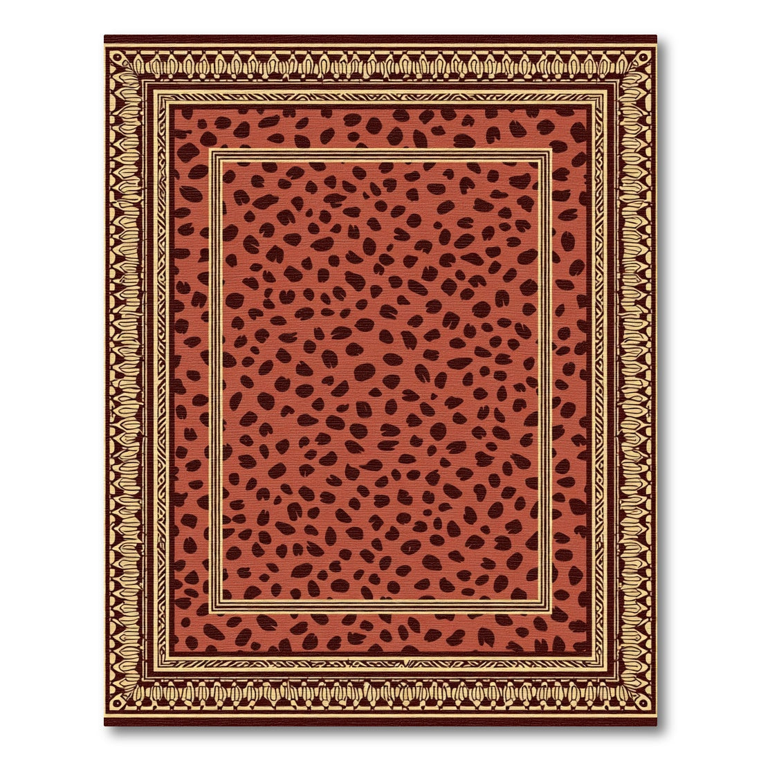 Terracotta Spotted Animal Print Border Rug