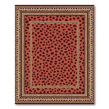 Terracotta Spotted Animal Print Border Rug
