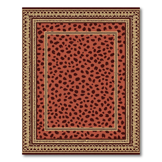 Terracotta Spotted Animal Print Border Rug