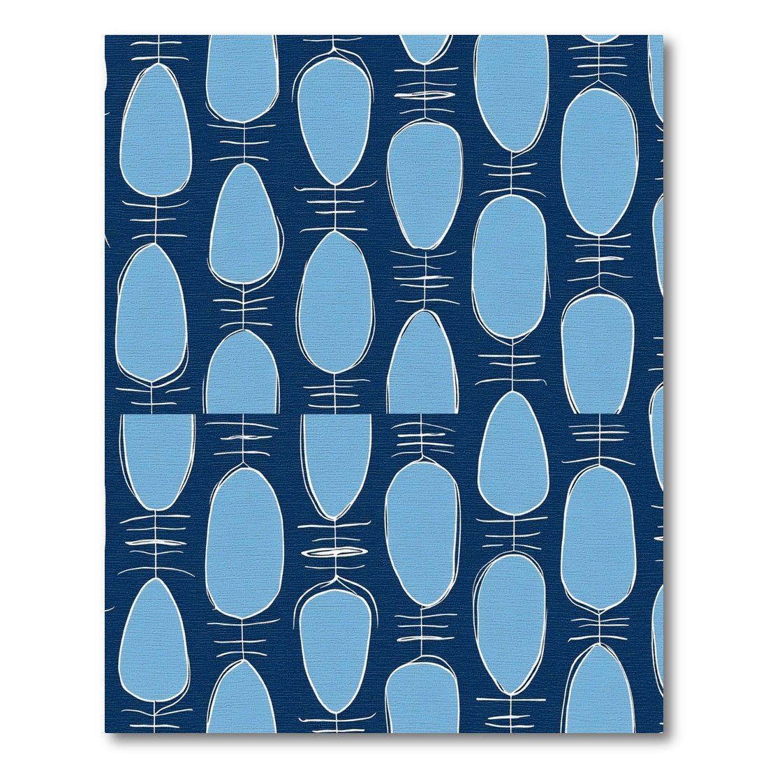 Navy Blue Mid Century Modern Shapes Rug