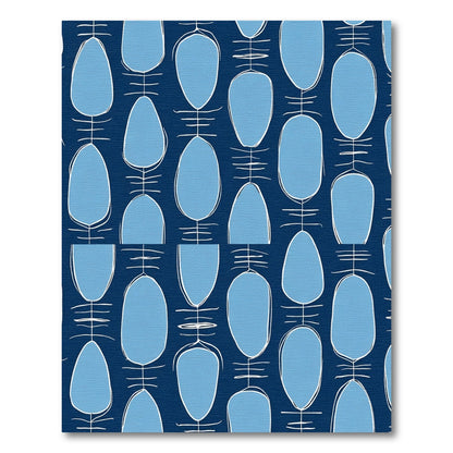 Navy Blue Mid Century Modern Shapes Rug