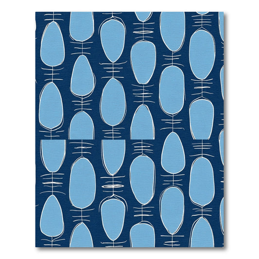 Navy Blue Mid Century Modern Shapes Rug
