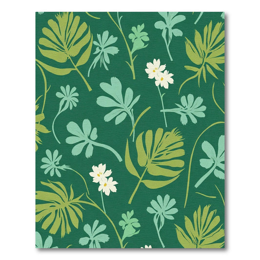 Emerald Green Floral Silhouette Garden Rug