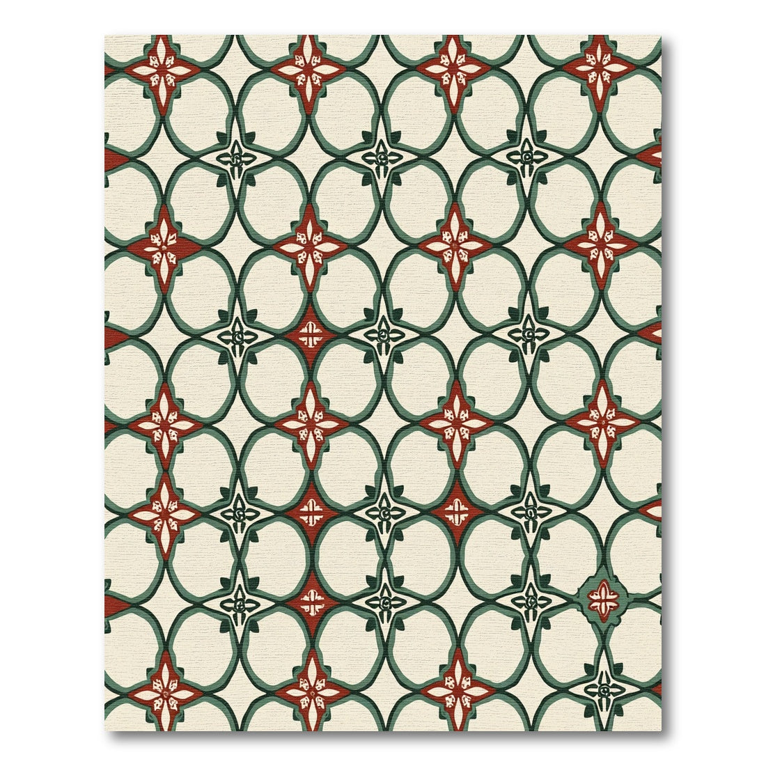 Crimson Green Interlocking Four-Petal Rug