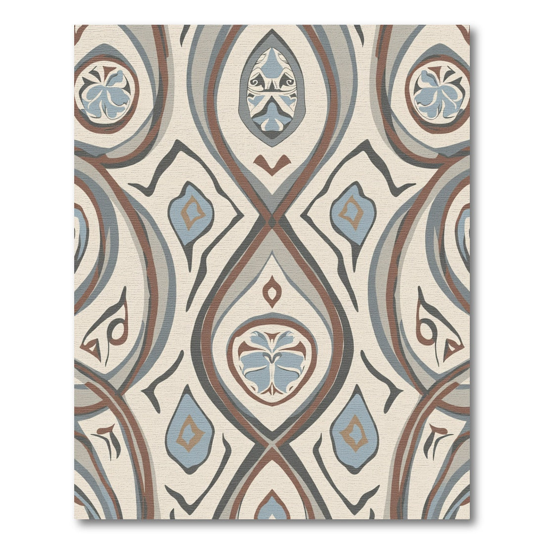 Earthy Neutral Abstract Symmetrical Medallion Rug