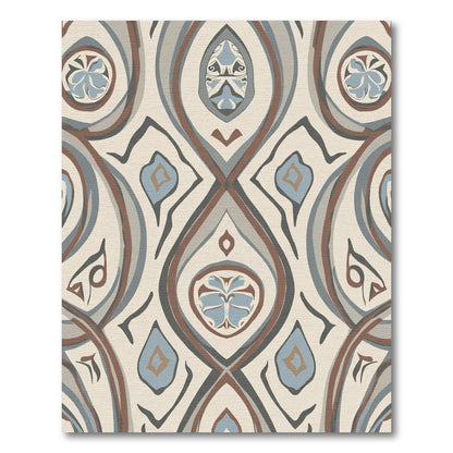 Earthy Neutral Abstract Symmetrical Medallion Rug