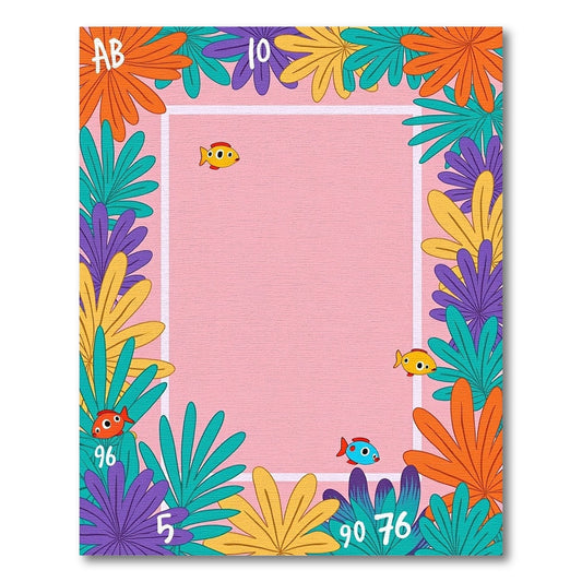 Tropical Floral Border with Fish Rug